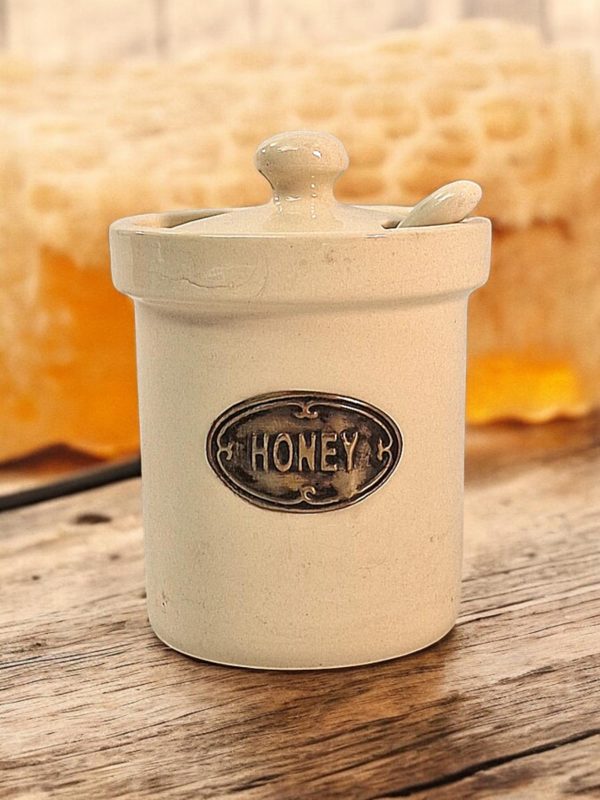 Ceramic Honey Jar with Ceramic Spoon