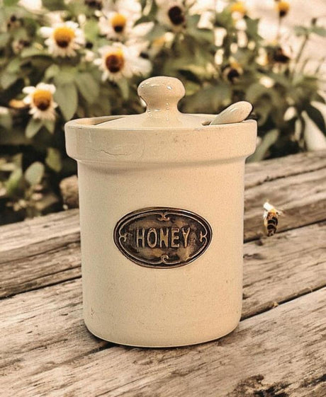 Ceramic Honey Jar with Ceramic Spoon