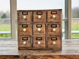 9 Drawer Solid Mango Wood Trinket Chest/Draw With Ceramic Knob Handles