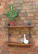 Industrial Pipe Wall Shelf with 2 Shelves