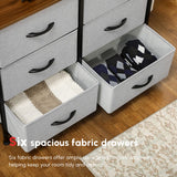 HOMCOM Fabric Chest of Drawers, Storage Drawers, Industrial Bedroom Dresser with 6 Fabric Drawers, Steel Frame and Wooden Top for Nursery, Living Room, Hallway, Grey