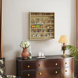 HOMCOM Six Shelf Display Cabinet, with Glass Doors - Oak
