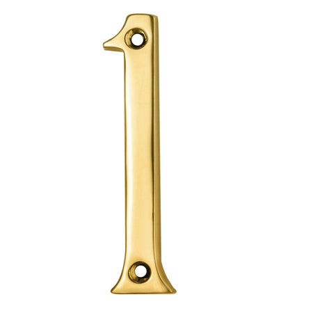 NUMERAL FACE FIX (NO.1) - POLISHED BRASS - 76MM - EACH