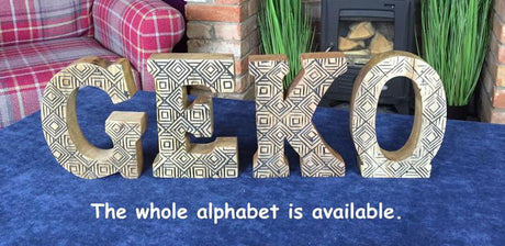 Hand Carved Wooden Geometric Letter P