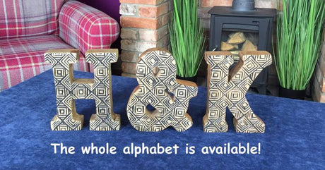 Hand Carved Wooden Geometric Letter U