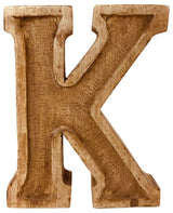 Hand Carved Wooden Embossed Letter K