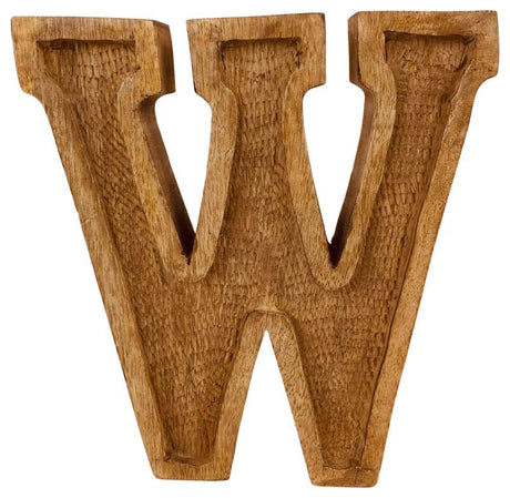 Hand Carved Wooden Embossed Letter W