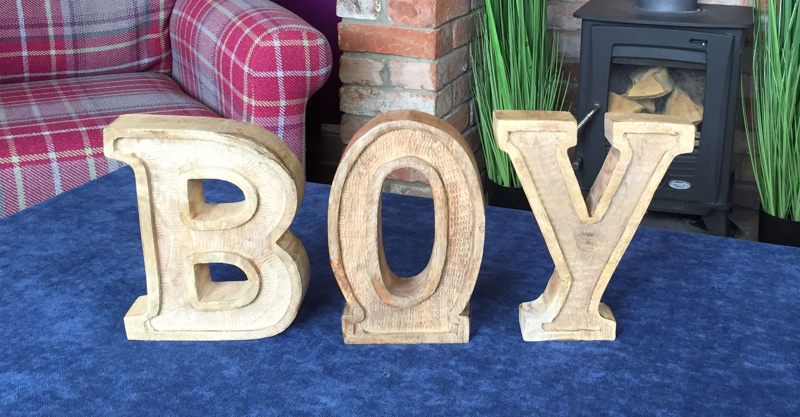 Hand Carved Wooden Embossed Letters Boy