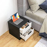 HOMCOM Set of Two Monochrome Two-Drawer Bedside Tables