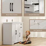 HOMCOM Sideboard with 2 Drawers Modern Storage Cabinet, Kitchen Cupboard with Adjustable Shelf and 3 Doors White