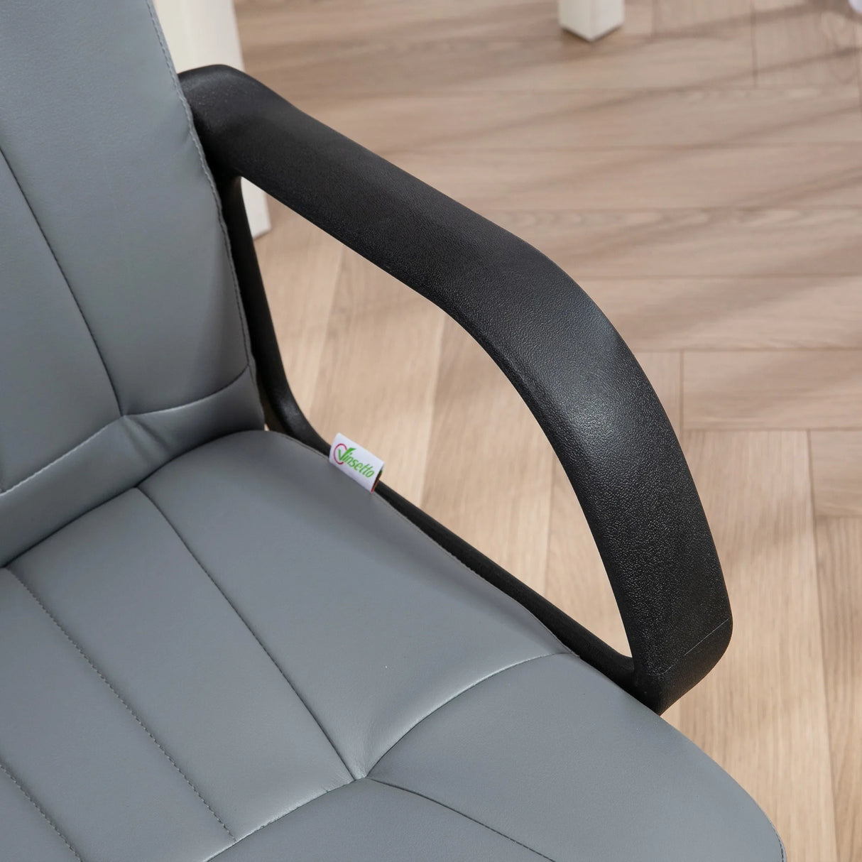 HOMCOM Office Chair, PU Leather Computer Desk Chair with Adjustable Height, Swivel Wheels for Home Office Work Study, Grey