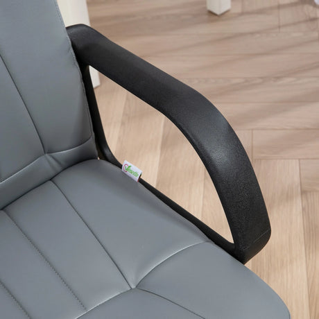 HOMCOM Office Chair, PU Leather Computer Desk Chair with Adjustable Height, Swivel Wheels for Home Office Work Study, Grey