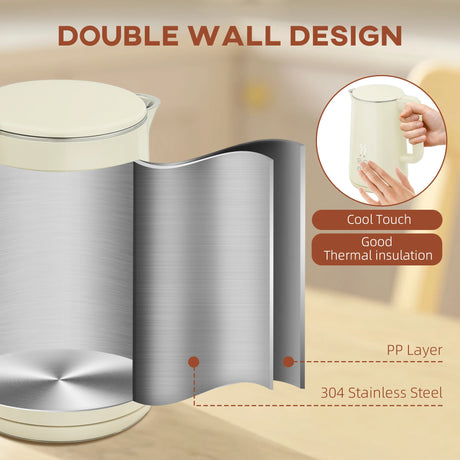 HOMCOM Digital Stainless Steel Kettle and Toaster Set, 1.5L 3000W Fast Boil Kettle, 2 Slice Toaster with 7 Level Browning Controls, Defrost, Reheat, Keep Warm, Crumb Tray and LED Touch Display, Beige
