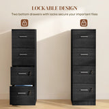 HOMCOM Four-Drawer Lockable Filing Cabinet - Black Wood Effect