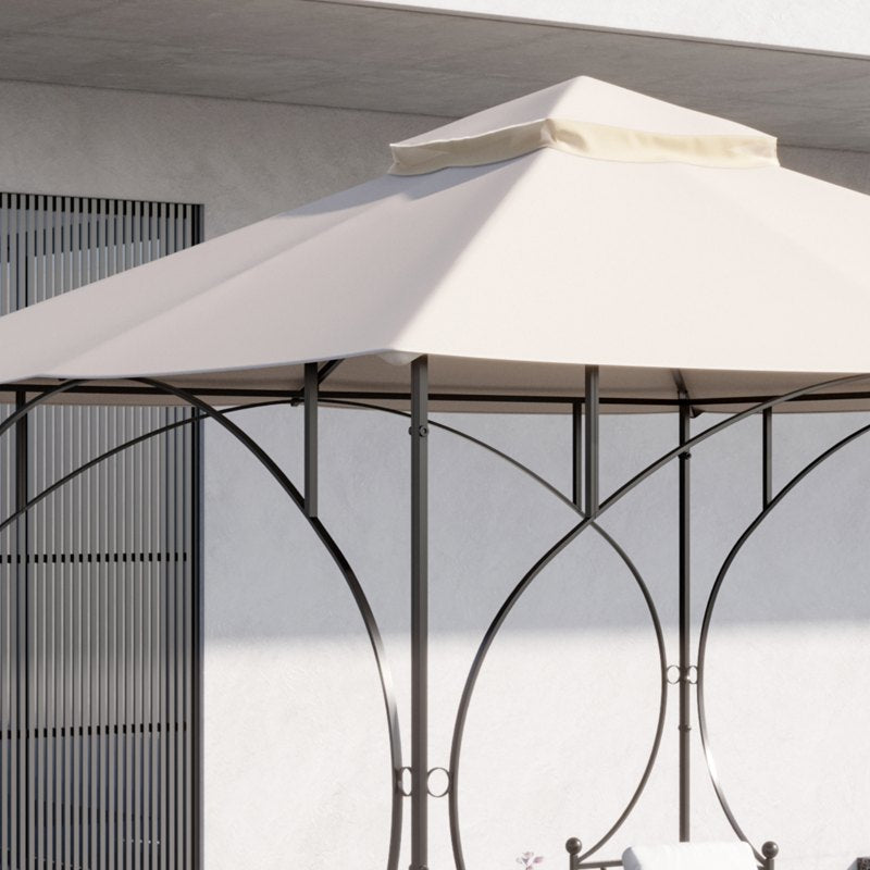 Outsunny 3x3(m) Replacement Gazebo Canopy, Double Tier Roof Top for Garden, Patio, Outdoor, Beige (TOP ONLY)