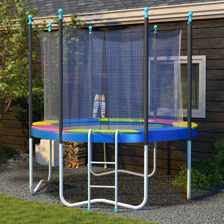 SPORTNOW 10FT Trampoline Spring Cover, Plastic Trampoline Pad Replacement with Elastic Cord, Waterproof, UV Resistant and Tear-Resistant, Multi-Colored
