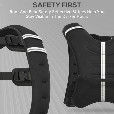 HOMCOM 8KG Weighted Vest, Running Weight Vest with Adjustable Strap, Convenient Pocket and Reflective Strips for Men and Women