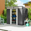 Outsunny 6.5 x 4FT Galvanised Metal Shed with Foundation Kit, Lockable Tool Garden Shed with Double Sliding Doors, Vents, Grey