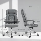 HOMCOM Big and Tall Office Chair 180kg with Spring Cushion, PU Leather - Grey