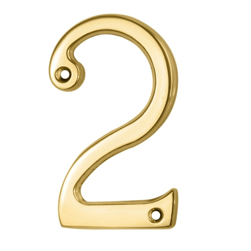 NUMERAL FACE FIX (NO.2) - POLISHED BRASS - 76MM - EACH