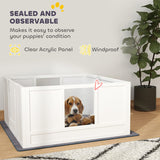 PawHut Whelping Box for Dogs with Whelping Pad, Adjustable Entrance, Non-slip Foot Pads, for Medium Dogs, 100 x 96cm