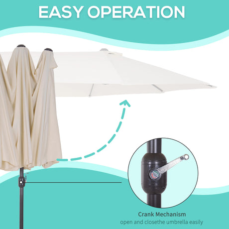 Outsunny 4.6m Double Garden Parasol - Beige