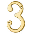 NUMERAL FACE FIX (NO.3) - POLISHED BRASS - 76MM - EACH