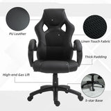 Vinsetto Office Chair Faux Leather Swivel Computer Desk Chair for Home Office with Wheels Armrests Black