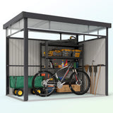 Outsunny 5.3 x 8.5ft Galvanised Steel Garden Shed, Metal Shed with Roof Windows, Leakage Holes and Lockable Wide Door for Outdoor Patio Tool Storage