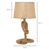 HOMCOM Nautical Style Table Lamp with Fabric Lampshade Metal Frame Power Switch, 48cm Home Desk Lamp Bedroom Living Room Study E27 Base, Beige