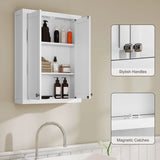 HOMCOM Bathroom Wall Cabinet with Adjustable Shelves - White
