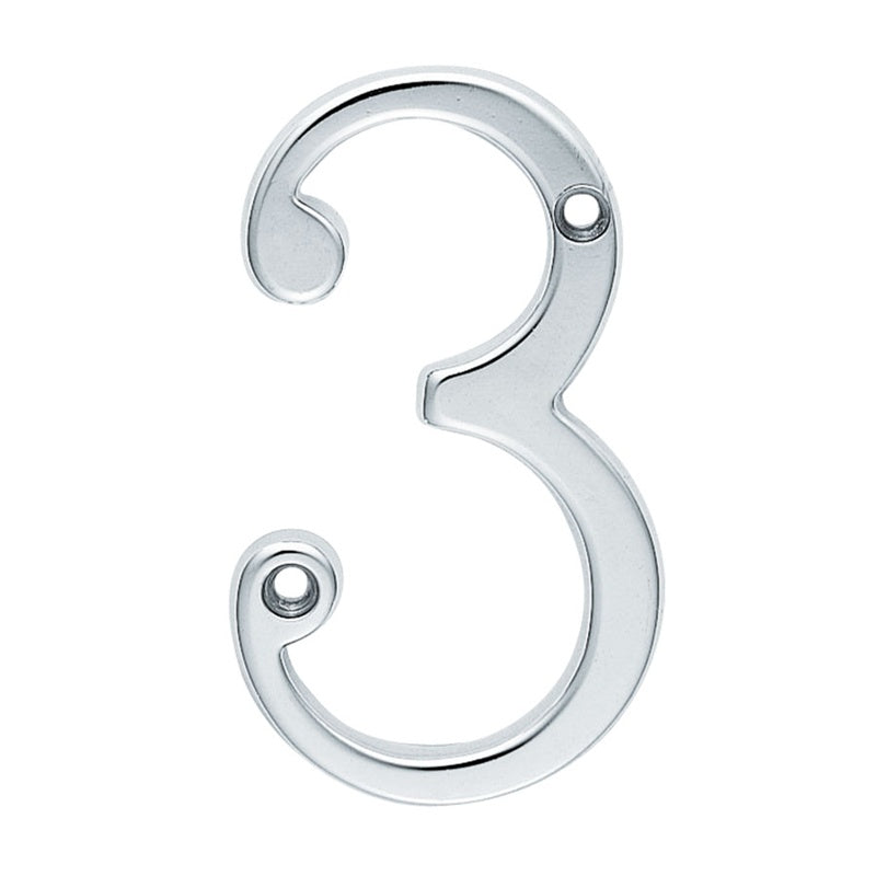 NUMERAL FACE FIX (NO.3) - SATIN CHROME - 76MM - EACH