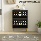 HOMCOM Elegant Two-Drawer Shoe Cabinet - Black