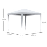 Outsunny 2.7m x 2.7m Garden Gazebo Marquee Party Tent Wedding Canopy Outdoor, White