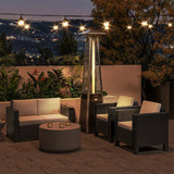 Outsunny Rattan Sofa, 2 Seater Garden Furniture with Soft Padded Cushion and Armrests, Wicker Garden Loveseat for Patio, Black