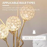 HOMCOM Crystal Floor Lamps for Living Room Bedroom with 5 Light, Modern Upright Standing Lamp, 34x25x156cm, Gold Tone