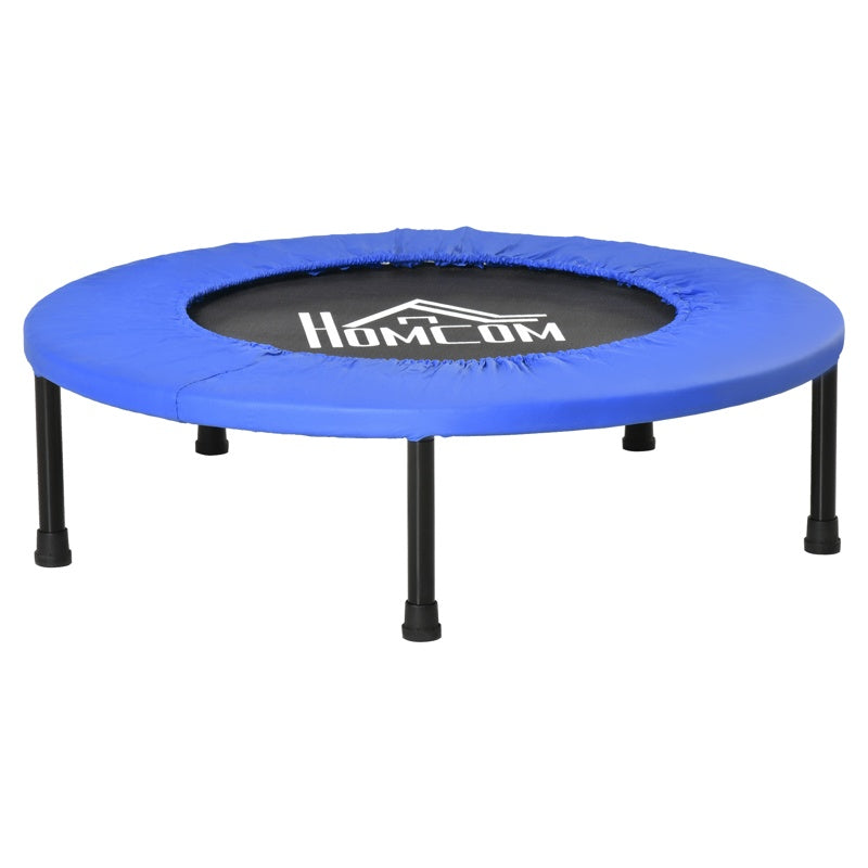 HOMCOM 32" Mini Fitness Trampoline Home Gym Yoga Exercise Rebounder Indoor Outdoor Jumper with Safety Pad, Support Up to 100 KG, Blue and Black