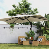 Outsunny 3.7 x 2.7 m Cantilever Parasol w/ 360 Rotation and Easy Tilt Adjustment, Aluminium Hanging Offset Outdoor Umbrella w/ Double Top and Cross Base, UPF50+ Hanging Sun Shade, Black