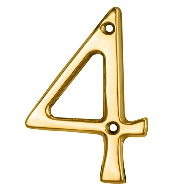 NUMERAL FACE FIX (NO.4) - STAINLESS BRASS - 76MM - EACH