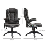 HOMCOM 6-Point Massage Office Chair with Seat Heated for Home Office, PU Leather High Back Executive Desk Chair with Adjustable Height and 360 Swivel for Work Study, Brown