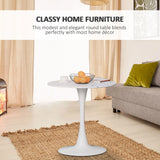 HOMCOM Modern Round Dining Table Leisure Coffee Bistro Table with Metal Base for Kitchen & Dining Room White