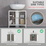 kleankin Modern Bathroom Sink Cabinet, Floor Standing Under Sink Cabinet, Freestanding Storage Cupboard with Adjustable Shelf, Double Doors, Antique White