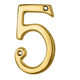 NUMERAL FACE FIX (NO.5) - POLISHED BRASS - 76MM - EACH