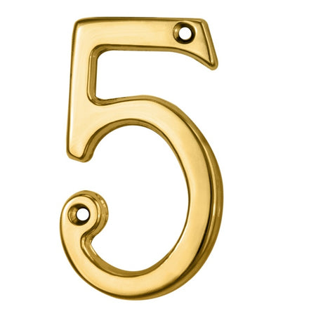 NUMERAL FACE FIX (NO.5) - POLISHED BRASS - 76MM - EACH