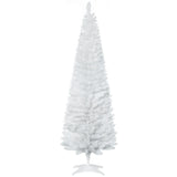 HOMCOM 6ft Unlit Artificial Christmas Tree, Pencil Slim Xmas Tree with Solid Stand and Realistic Branches, White