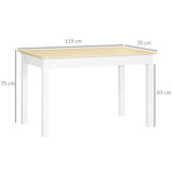 HOMCOM Dining Table for 4 to 6, Modern Kitchen Table with Wood Effect Tabletop, Thick Legs, 120L x 70W x 75Hcm, for Dining Room, Kitchen, Living Room, Oak