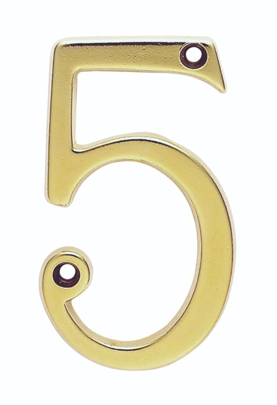 NUMERAL FACE FIX (NO.5) - STAINLESS BRASS - 76MM - EACH