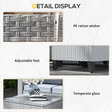 Outsunny 5-Piece Rattan Patio Furniture Set with Corner Sofa, Footstools, Coffee Table, for Poolside, Grey