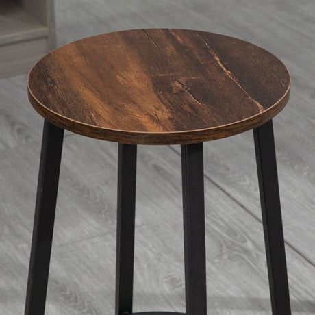 HOMCOM Bar Stools, Set of 2 Kitchen Breakfast Stools with Sturdy Steel Frame, Industrial Tall Bar Chairs, 65cm High Seat, Rustic Brown