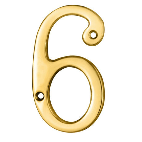 NUMERAL FACE FIX (NO 6 OR 9) - POLISHED BRASS - 76MM - EACH